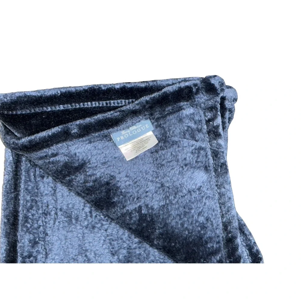 Prologue Luxe Fleece Blanket Navy Blue Dark Soft Accent Throw Cover Quilt